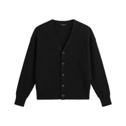Massimo Dutti 男式时尚简约风纯色日常百搭休闲羊毛针织开衫
