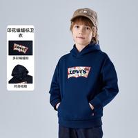 Levi's 儿童卫衣男女童同款毛圈休闲连帽卫衣童装上衣红色拜年服