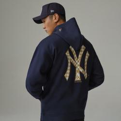 NEW ERA MLB学院风连帽卫衣那女情侣NY印花百搭潮