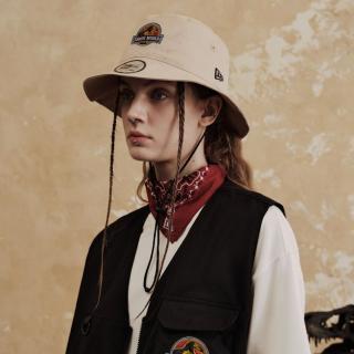 NEW ERA US刺绣图案侏罗世纪潮流百搭渔夫帽情侣款帽子