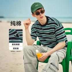 navigare [纯棉]小帆船26春夏新款宽松格纹短袖T恤柔软上衣套头体恤衫
