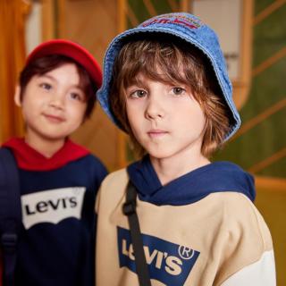 Levi's 童装儿童帽子男女童牛仔渔夫帽百搭时尚帽子遮阳旅游帽