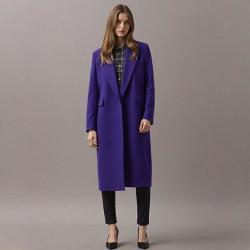 Massimo Dutti 女式潮流摩登高级气质一粒扣翻领长款毛呢大衣