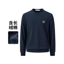 navigare 意大利小帆船 春季长袖圆领打底衫简约刺绣T恤男