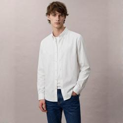 Massimo Dutti 男式时尚潮流日常纯色简约百搭休闲纯棉长袖衬衫