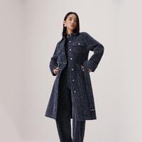 Levi's 李维斯女士美式复古廓形长款粗花呢大衣0051H