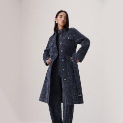 Levi's 李维斯女士美式复古廓形长款粗花呢大衣0051H
