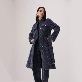 Levi's 李维斯女士美式复古廓形长款粗花呢大衣0051H