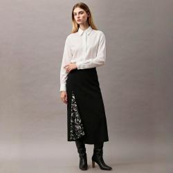 Massimo Dutti 极简基础款蓝色纯棉长袖休闲上衣女式衬衫