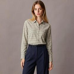 Massimo Dutti 格纹宽松衬衫翻领长袖百搭休闲上衣