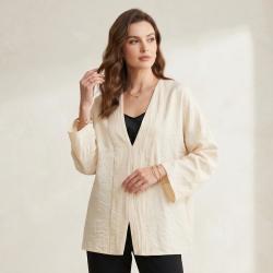 Massimo Dutti 褶皱衬衫新中式v领宽松慵懒风上衣
