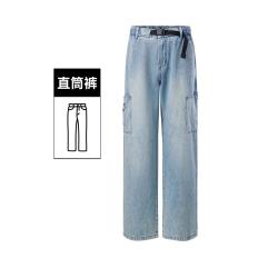 navigare 小帆船YOUNG系列 秋季时尚大口袋宽松系带直筒裤男士牛仔裤