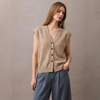 Massimo Dutti 居家休闲柔软质感纽扣开襟低v领女式针织马夹