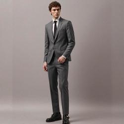 Massimo Dutti 干练垫肩含羊毛挺括有型格纹休闲西服外套男