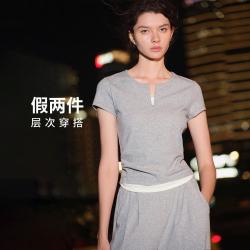 navigare 意大利小帆船春夏都市休闲风净色半开领针织T恤上衣女