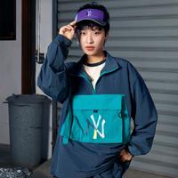 NEW ERA 春秋潮牌MLB NY撞色休闲套头夹克男女情侣款梭织运动外套潮
