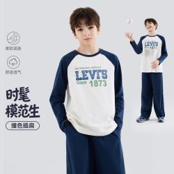 Levi's 26秋新品李维斯童装男童长袖T恤牛仔印花大童打底衫儿童长T
