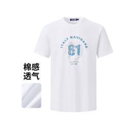 navigare 意大利小帆船 时尚印花短袖圆领T恤打底衫男