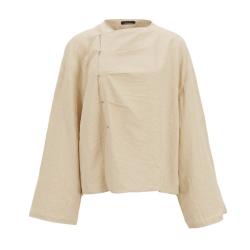 Massimo Dutti 新中式斜襟极简国风宽松透气长袖女式衬衫
