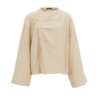 Massimo Dutti 新中式斜襟极简国风宽松透气长袖女式衬衫