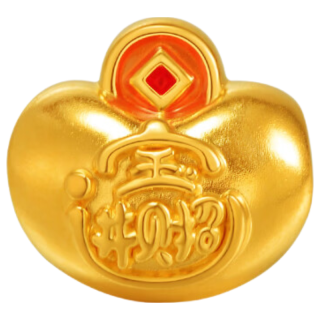 老庙黄金 足金一串好运铜钱挂坠 5D硬金工艺