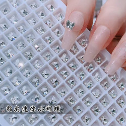 春柚美甲指尖白色小蝴蝶彩色超闪迷你美甲钻蝴蝶钻5*5mm