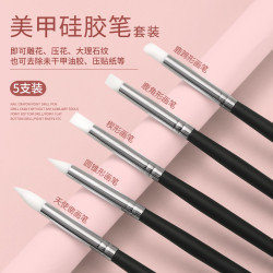 美甲超软硅胶笔套装彩绘镂空雕花刻硅压花工具大理石纹画笔按压棒