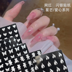 闪银闪金爆闪系列贴纸星光星芒爱心蝴蝶指甲贴花装饰品