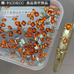 迷你平底倒边锆石枫叶红紫色锆石透灰锆香槟锆粉色5A锆石美甲饰品