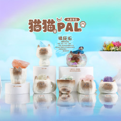 猫猫PAI水晶盲盒树脂带扩香石寓意摆件