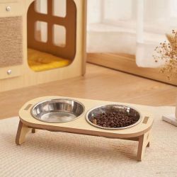 猫碗宠物碗猫饭碗狗粮盆猫咪可爱高颜值猫咪饭碗支架狗盆喝水一体