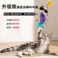 猫咪逗猫棒新款悬挂发声叫叫鼠内置发声机芯无需充电弹性绳绒毛鼠