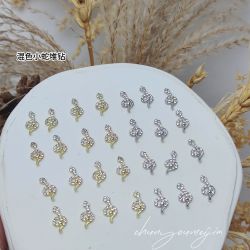 10颗春柚美甲蛇年新款合金小灵蛇镶钻超闪成品堆钻爆闪美甲饰品钻