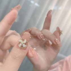 CY（美甲款式）春柚美甲饰品旋转风车美甲钻搭配魔镜粉款式
