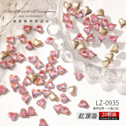 （20颗）春柚美甲网红新款mini小号红顶粉歪心美甲钻饰品6*7mm