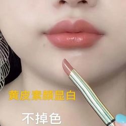 黄皮不掉色不沾杯不脱色豆沙色肉桂色口红定妆神器雨衣哑光保湿