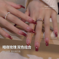 秋冬显白渐变甲油胶暗夜玫瑰红色系迷雾紫氛围感美甲指甲油胶组合