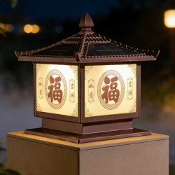 太阳能庭院灯饰户外门柱灯防水太阳能别墅室外柱头灯景观大门灯