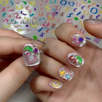 美甲贴纸立体浮雕果冻糖果线条贴纸可爱多巴胺童趣贴纸指甲贴配饰