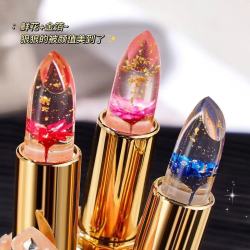鲜花口红花瓣果冻变色口红温感不掉色不沾滋润持久保湿