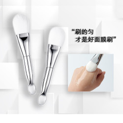 媚王 美容专用双头软毛刷挖勺面膜刷