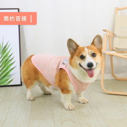 宠物狗狗衣服背心春秋款秋冬秋季柯基泰迪幼犬可爱简约条纹中型犬