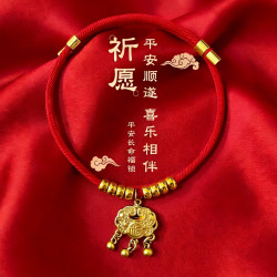 宠物新年项圈猫狗长命锁红色项链喜庆升级不掉色可调节