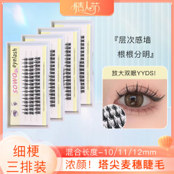 塔尖麦穗假睫毛自然仿真根根分明单簇嫁接分段新手