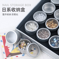 罐装收纳盒日式joujou同款精美铝质饰品分装盒透明盖美甲工具店用