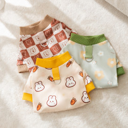 嬉皮狗 秋冬季狗狗卡通可爱小兔子德绒居家服博美小型犬宠物猫咪衣服0118