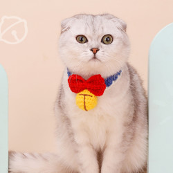 宠物无声可爱铃铛猫狗项圈领结蝴蝶结围兜毛线毛绒泰迪英短口水巾