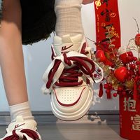 回力 小白鞋女鞋新款爆款春季厚底红色鞋子原创小众面包鞋运动板鞋