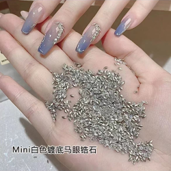 美甲钻饰品 5A锆石平底倒边马眼 爆闪高品白色超闪麦穗指甲钻