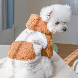 宠物圈 宠物比熊博美泰迪小型犬猫咪秋冬新品羔羔绒牵引卫衣两脚舒适款